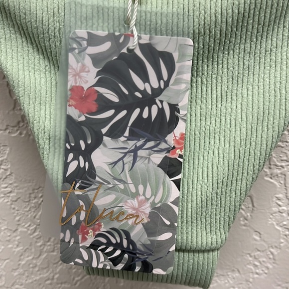 NEW Toluca Swim Simone Hybrid Ribbed Cheeky Bottoms in Midi Eucalyptus XS - Picture 7 of 9